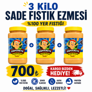 SPORCULARA ÖZEL 3 Kilo Sade(ŞEKERSİZ) Fıstık Ezmesi * Kargo Bizden Hediye