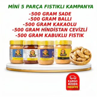 mini 5 parça fıstık ezmesi kampanyası toplam 2 kilo 500 gram